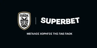 Γραφικό της Superbet ως μεγάλου χορηγού της ΠΑΕ ΠΑΟΚ